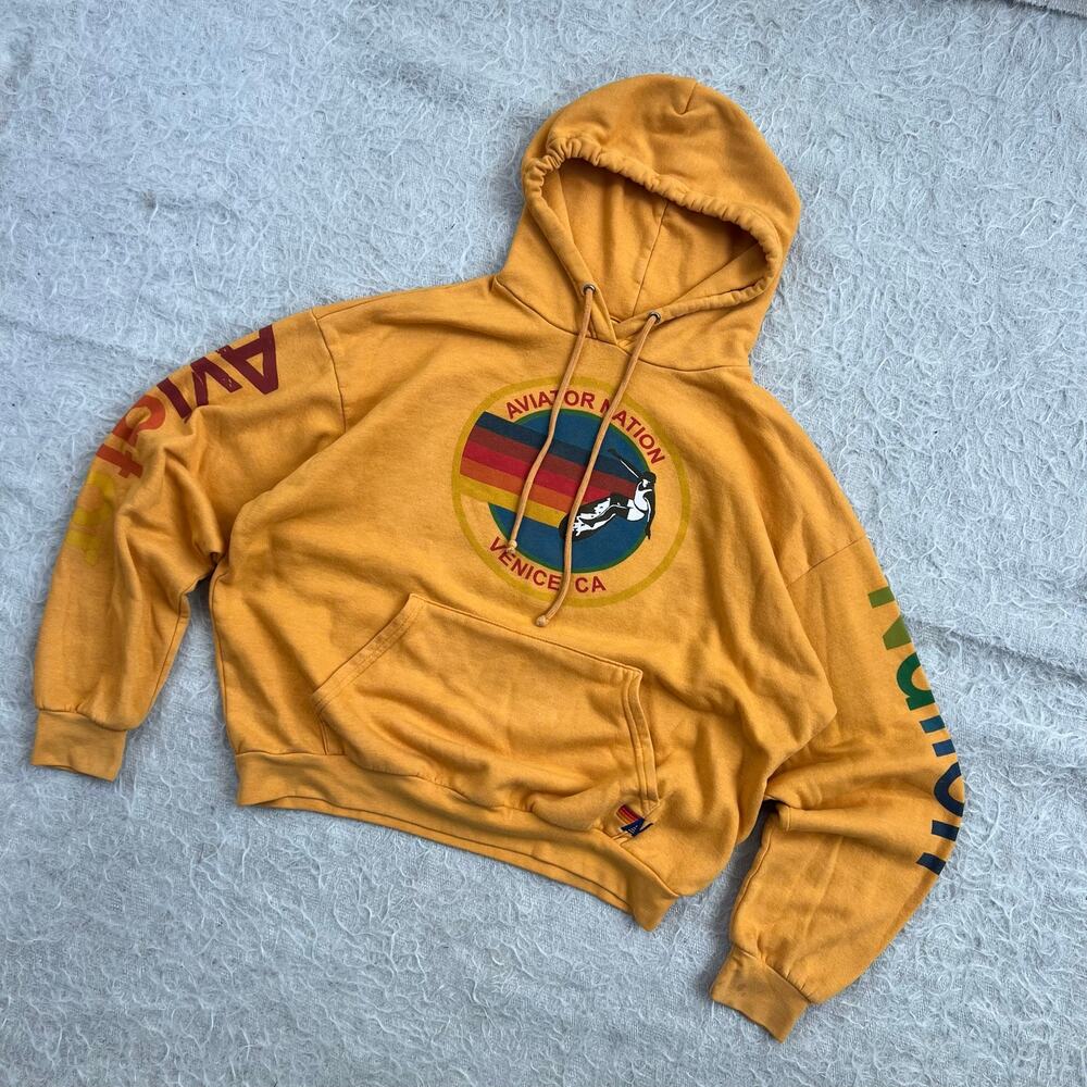 Aviator Nation Venice CA Rainbow Logo Hoodie – Size Small